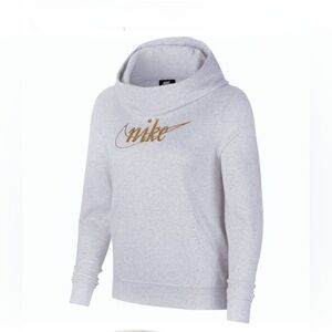 Women’s Grey & Gold Nike Hoodie Sweatshirt Sz M